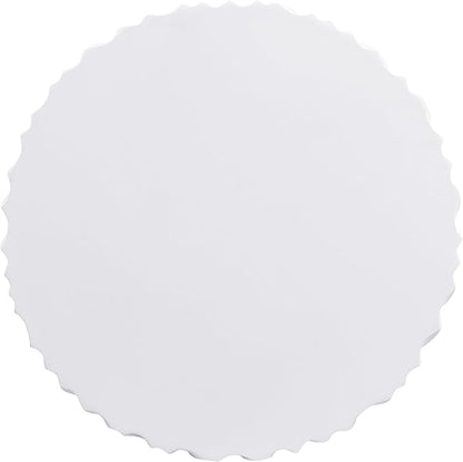 Merax 26.77” Wavy Outdoor Round Coffee Table, MGO All-Weather Side Table, Low-Maintenance Patio Furniture for Garden, Balcony, Deck, White