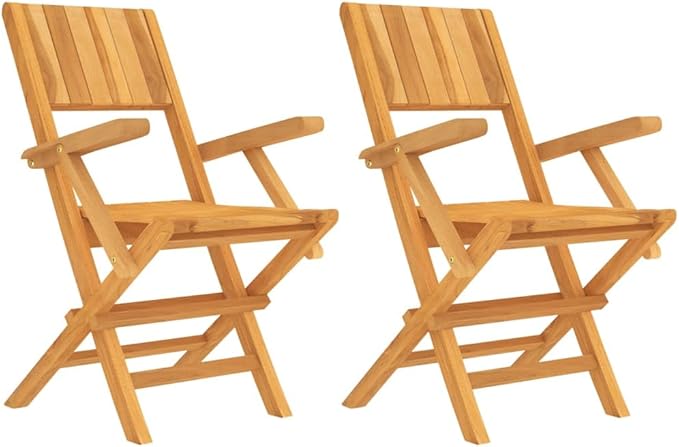 Folding Patio Chairs 2 pcs 21.7"x24"x35.4" Solid Wood Teak Outdoor Chairs Furniture Balcony Furniture Suitable for Gardens, Pools, patios.