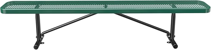 8FT Park Benches for 4-7 People, Weatherproof Commercial Garden Bench, Iron Steel Frame Patio Heavy Duty Mesh Rectangular Outdoor Benches for Outside, Lawn, Yard, Porch Work Entryway