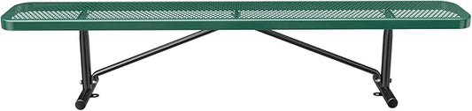 8FT Park Benches for 4-7 People, Weatherproof Commercial Garden Bench, Iron Steel Frame Patio Heavy Duty Mesh Rectangular Outdoor Benches for Outside, Lawn, Yard, Porch Work Entryway