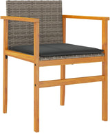 Patio Chairs with Cushions 2 pcs Gray Poly Rattan&Solid Wood Sillas para Patio Lawn Chairs for Dining Table Garden - Photo 4