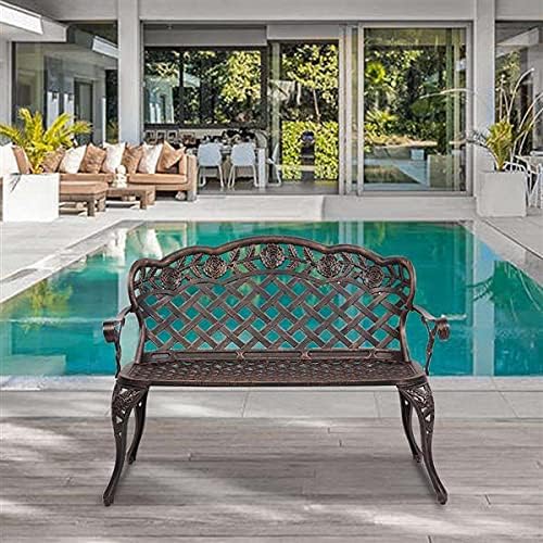 42.5inch Bronze Outdoor Garden Bench Patio Park Bench Patio Seating Sturdy Patio Bench Porch Bench Furniture Chair Seat for Outside, Backyard, Park, Lawn 108 x 60 x 83cm