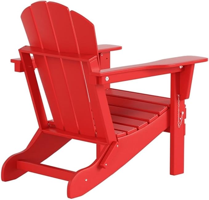Costaelm Outdoor Folding Chair, Outdoor Seating Folding Firepit Chairs, All Weather Poly Adirondack Chair for Deck Backyard Garden Lawn Pool Patio, Red