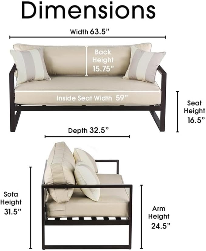 Serta Catalina Modern Outdoor Patio Furniture Collection with Bronze Metal Frame Finish, Upholstered Sofa, Bronze