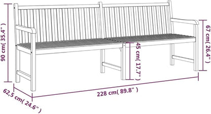 Garden Bench Warm Teak Wood Fine Sanded Teak Hardwood Large Patio Bench Park for Lawn Outdoor