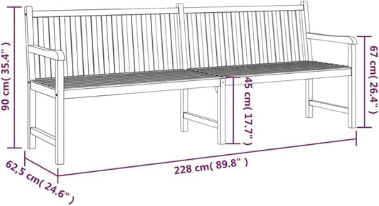 Garden Bench Warm Teak Wood Fine Sanded Teak Hardwood Large Patio Bench Park for Lawn Outdoor
