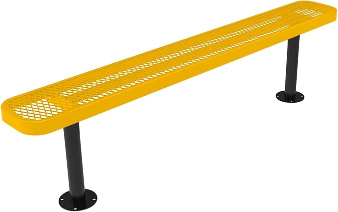 COATEDOUTDOORFURNITURE Coated Outdoor Furniture Heavy-Duty Outdoor Bench Thermoplastic Coated, Expanded Metal, Commercial-Grade Seating, Made in America (Surface Without Back, 6 Ft, Yellow)