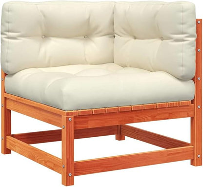 Garden Sofa Set Wax Brown Solid Pine Wood 27.6 x 27.6 x 26.4 in Rustic Corner Sectional with Removable Cushions for Patio Balcony Outdoor Seating Furniture