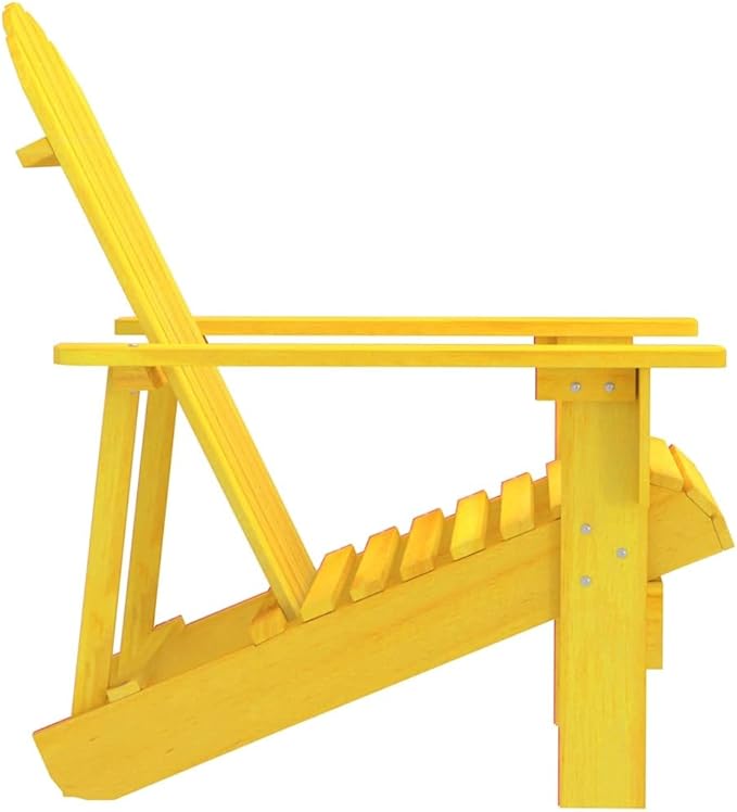 Yellow Adirondack Outdoor Chair, Solid Fir Wood Patio Lounge - Photo 4