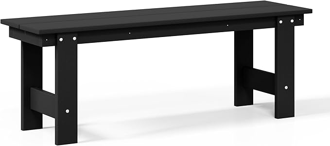 WestinTrends Ashore Outdoor HDPE 48" Modern Backless Patio Bench, Black