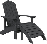 Garden Adirondack Chair Set with Footstool and Table, 4-Piece Anthracite HDPE Steel Outdoor Furniture for Patio Terrace - Photo 4