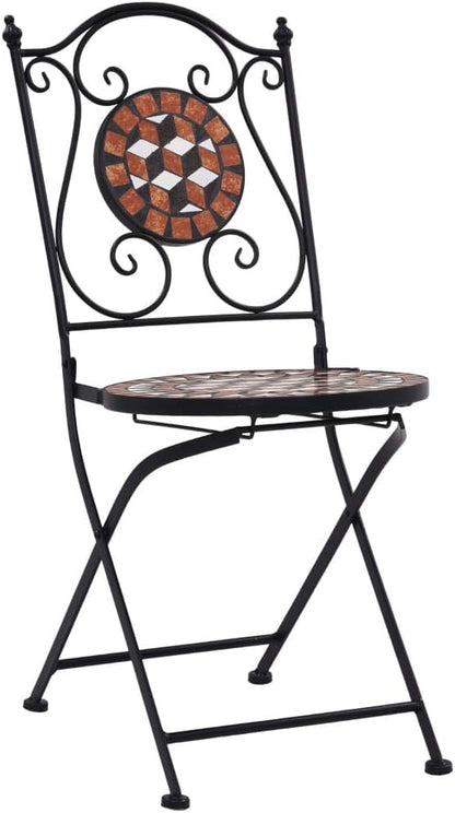 Mosaic Bistro Chairs 2 pcs Brown Ceramic Patio Chairs Outdoor Furniture Outdoor Chairs Suitable for Gardens, Pools and Balconies.