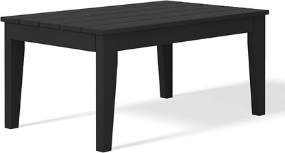 WestinTrends Malibu Low Outdoor HDPE Patio Rectangle Coffee Table, Black
