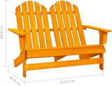 Orange Solid Fir Wood Large Durable 2-Seater Adirondack Chair for Outdoor Patio Garden Rustic Comfortable Ergonomic - Photo 2