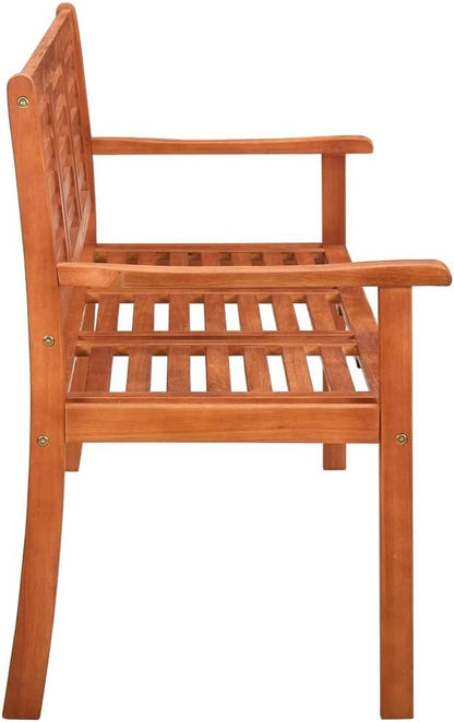 3-Seater Patio Bench,Outdoor Patio Bench,Porch Chair,Wood Garden Bench,with Backrest and Armrests,for Outdoor,Park,Yard,Patio,with Cushion 59.1" Solid Eucalyptus Wood(Easy to Assemble)