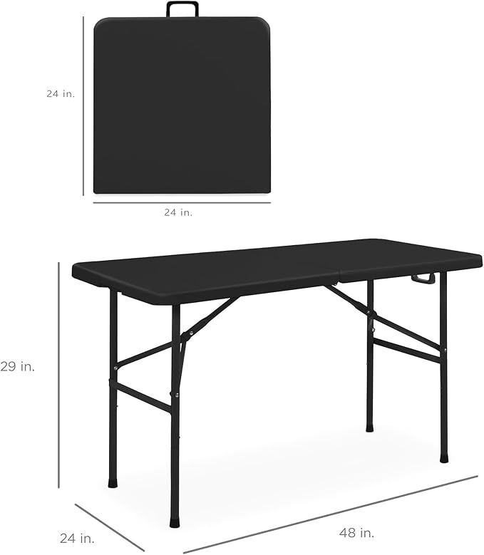 Best Choice Products 4ft Plastic Folding Table, Indoor Outdoor Heavy Duty Portable w/Handle, Lock for Picnic, Party - Photo 3