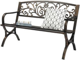 Patio Outdoor Park Loveseat Bench for Garden Porch Deck Made Cast Iron Anti-Rust Aluminum Metal - Photo 9