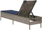 Gray PE Rattan Outdoor Chaise Lounge with Adjustable Backrest, Removable Cushion, Compact 78 x 21.7 x 38.2 cm for Patio - Photo 6