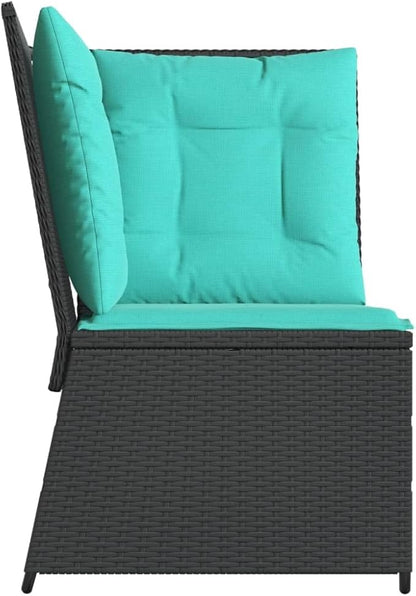Outdoor Patio Sofa, Modular PE Rattan Garden Seat with Weather-Resistant Cushions, Modern Compact Small Balcony Wicker Chair for Backyard, Porch, or Terrace