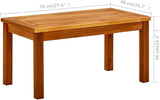 Solid Acacia Wood Small Outdoor Coffee Table 27.6"x27.6"x14.2" Rustic Brown Slatted Patio Side Table for Balcony and - Photo 2