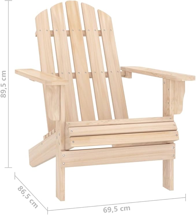Solid Fir Wood Adirondack Chair Outdoor Patio Furniture Comfortable Lounge Seating for Garden Backyard and Deck - Photo 2
