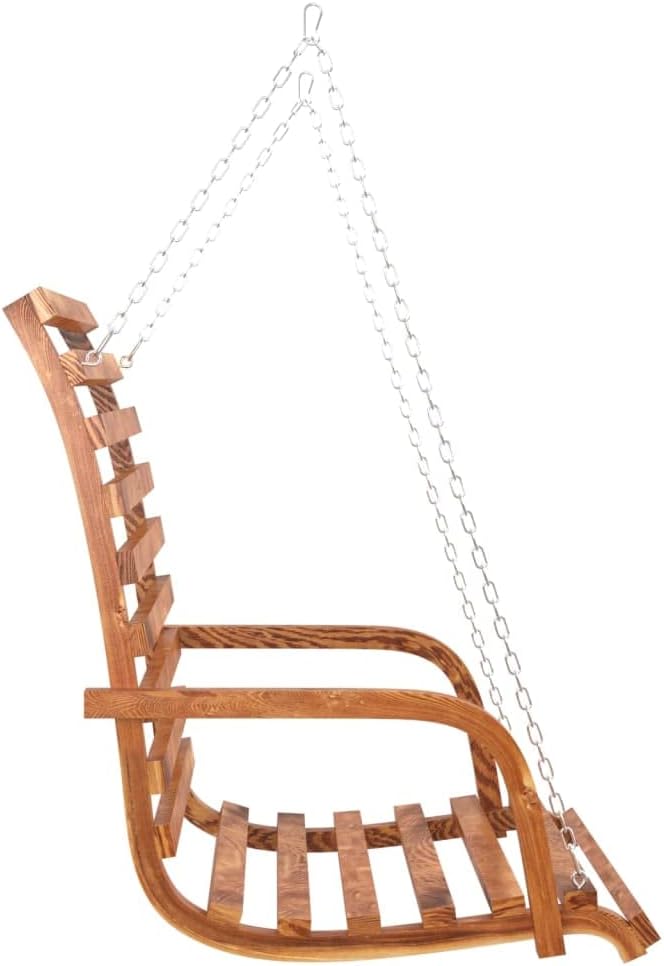 Solid Bent Wood Swing Bench with Teak Stain, 49.6x24.8x36.2 Inches, Durable Outdoor Seating for Patio Garden - Photo 4