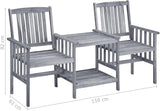 vidaXL Solid Acacia Wood Patio Chairs with Tea Table and Cushions - Outdoor Furniture Bistro Garden Set, Gray/Taupe - Photo 2