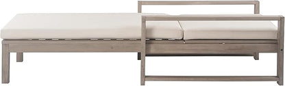 Outdoor Acacia Wood Chaise Lounges with 6-Position Adjustable Backrest and Cushions, Pool Reclining Lounge Chair for Porch Backyard Deck Balcony Poolside Lawn (Gray-3.15)
