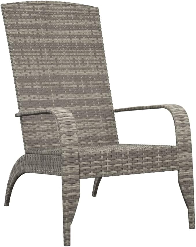 Grey Poly Rattan Adirondack Chair with Powder-Coated Steel Frame for Outdoor Patio and Garden - Photo 3