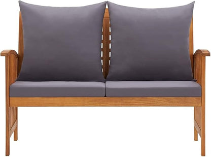2-seat Garden Bench, Ergonomic Design,Soft Large backrest,Garden Bench with Cushions 46.9" Solid Acacia Wood-Fast delivdengny