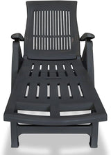 Foldable Sun Lounger Anthracite Plastic 76.8"x28.3" Outdoor Chaise Lounge with 5-Position Recliner Wheels UV Matte for - Photo 3