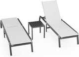 Aluminum Patio Chaise Lounge Chair Set of 2 with Side Table, 5-Position Adjustable Backrest - Photo 1
