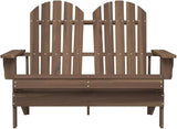 Brown Solid Fir Wood Standard Ergonomic 2-Seater Adirondack Chair for Outdoor Patio and Garden with Rustic Design and - Photo 3