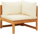 2 Piece Patio Lounge Set with Cream White Cushions Acacia Wood Outdoor Chairs Furniture Outdoor Patio Furniture Set - Photo 4