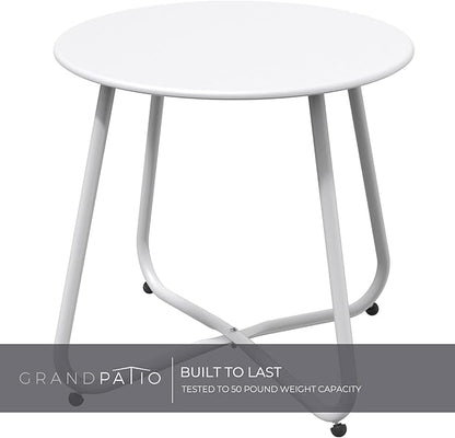 Grand patio Outdoor Side Table 18-inch Round End Table Accent Table for Bistro Balcony Apartment White
