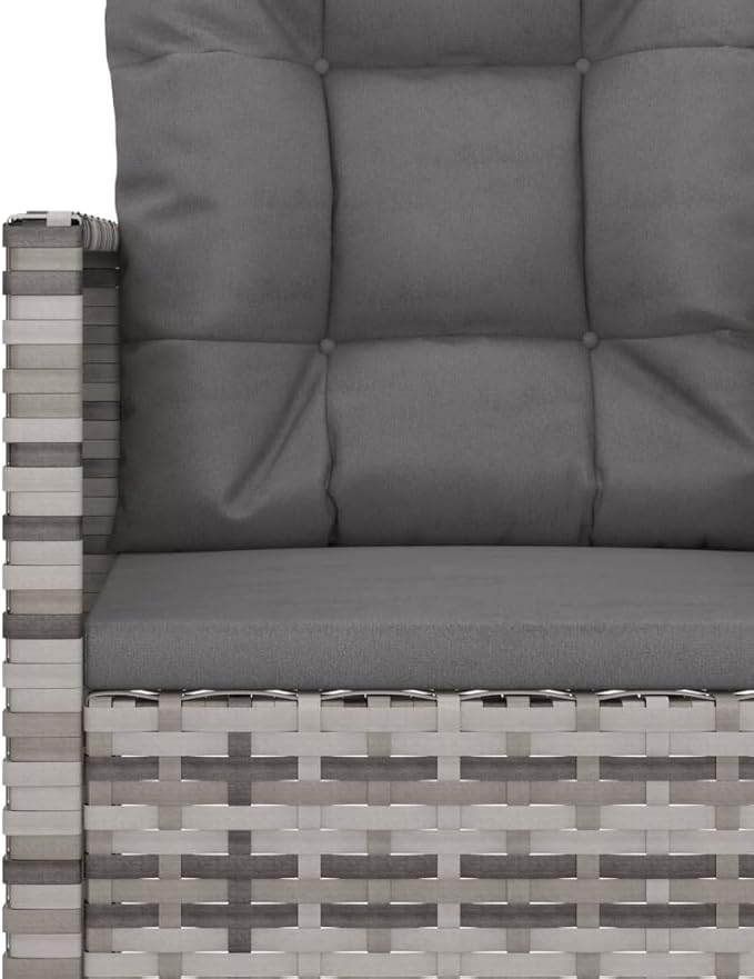 Patio Bench with Cushions Gray 41.3" Poly Rattan Deck Bench Outdoor Bench Garden Bench Porch Bench for patios, Gardens - Photo 8