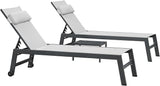 PURPLE LEAF Outdoor Lounge Chair Set of 3 Patio Chaise Pool Lounger Aluminum Frame with Side Table and Wheels for - Photo 9