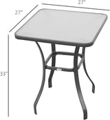Outsunny 27" Square Bistro Table Garden Dining Table Outdoor Tempered Glass Table - Photo 3