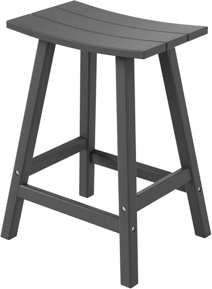 WestinTrends Malibu 24 Inch Outdoor Bar Stools, All Weather Resistant Poly Lumber Adirondack Counter Height Stools, Gray