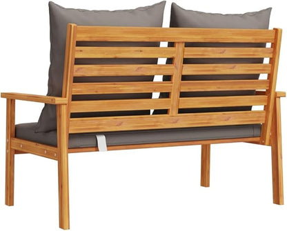 Garden Sofa Bench Dark Grey Solid Acacia Wood 47.2 in Long, Durable Outdoor Furniture with Modern Design and Weather Resistant Oiled Coating for Patio, Terrace, or Balcony