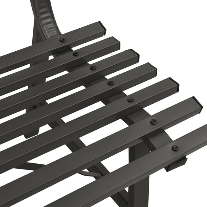 Outdoor Patio Bench, Metal Garden Bench with Backrest, Steel Park Bench Patio Furniture for Porch, Park, Yard, 43.3" x 23.2" x 30.1" Black