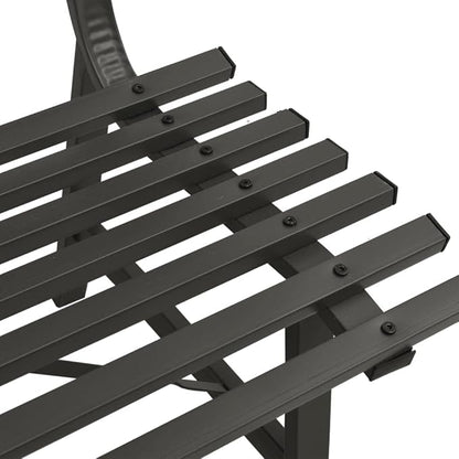 Outdoor Patio Bench, Metal Garden Bench with Backrest, Steel Park Bench Patio Furniture for Porch, Park, Yard, 43.3" x 23.2" x 30.1" Black