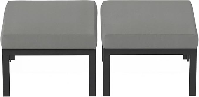 HOMREST Metal Outdoor Ottoman, 2-Piece Aluminum Footstool w/Removable Cushion - Photo 1