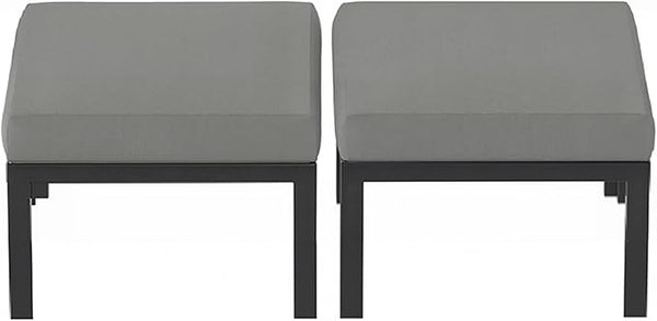 HOMREST Metal Outdoor Ottoman, 2-Piece Aluminum Footstool w/Removable Cushion - Photo 1