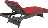 Modway Sojourn Wicker Rattan Outdoor Patio Sunbrella Fabric Chaise Lounge in Canvas Red - Photo 5