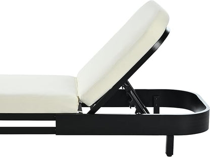 Outdoor Chaise Lounge Chairs Set of 2, Modern Aluminum Patio Reclining Loungers with Cushions, 5-Position Adjustable Backrest, UV & Water Resistant Poolside Sunbeds for Garden, Deck, Balcony, Beige