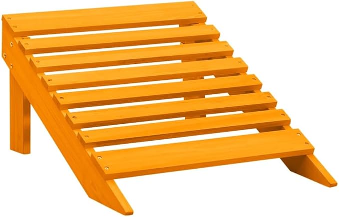 Solid Fir Wood Adirondack Chair with Ottoman Orange Outdoor Patio Furniture for Relaxing in Garden Backyard or Deck - Photo 8