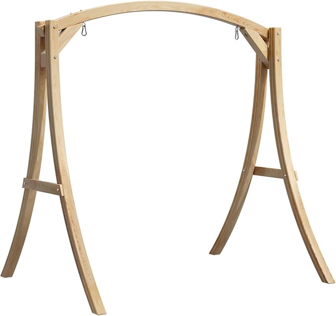 VINGLI 5FT Porch Swing Frame, 1000LBS Heavy Duty A-Frame Wooden Porch Swing Stand with Curved Arc Top - Photo 1