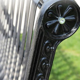 Sturdy Outdoor Metal Garden Bench, Cast Iron with Armrests & Backrest, All-Weather Slatted Seat for Patio, Yard - Photo 3