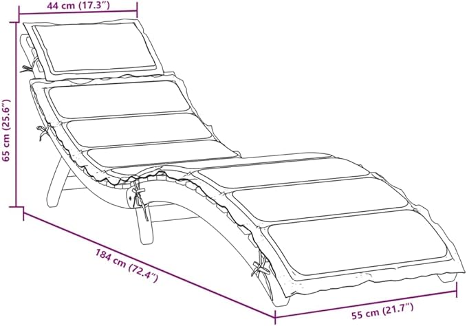 Solid Acacia Wood Sun Lounger with Padded Cushion, Adjustable & Foldable Outdoor Chaise Lounge for Patio Poolside Garden - Photo 2